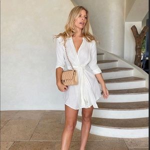 Monday Swimwear Linen “Kythira Dress” In Ivory - Medium